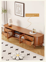 Elegant Solid Wood TV Stand with Glass Doors - Stylish Multi-Layer Storage Unit for Living Room Decor halmh-5301