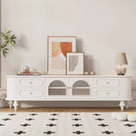 Elegant Solid Wood TV Stand with Glass Doors - Stylish Multi-Layer Storage Unit for Living Room Decor halmh-5301