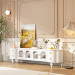 Elegant Solid Wood TV Stand with Glass Doors - Modern Multi-Layer Design for Stylish Living Rooms halmh-5302