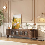 Elegant Solid Wood TV Stand with Glass Doors - Modern Multi-Layer Design for Stylish Living Rooms halmh-5302