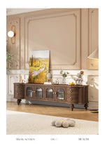 Elegant Solid Wood TV Stand with Glass Doors - Modern Multi-Layer Design for Stylish Living Rooms halmh-5302