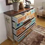 Stylish Oak Cabinet with Colorful Drawers for Living Room Storage Solutions halmh-5303