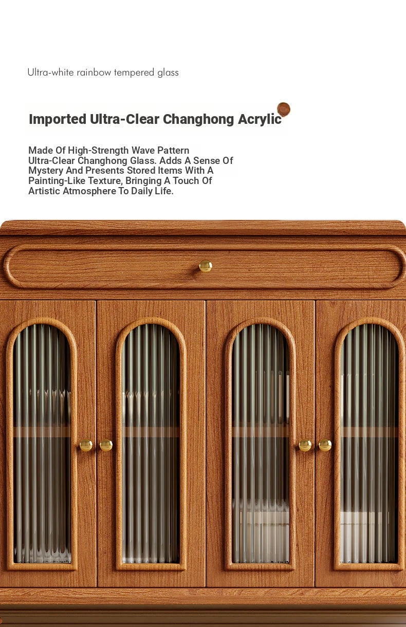 Elegant Solid Wood Sideboard with Glass Doors – Modern Storage Solution for Home Décor halmh-5304