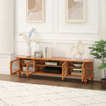 Solid Wood TV Stand with Multi-Layer Board and Glass Doors - Elegant Storage Solution for Living Room Décor halmh-5305