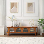 Solid Wood TV Stand with Multi-Layer Board and Glass Doors - Elegant Storage Solution for Living Room Décor halmh-5305
