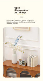 Solid Wood TV Stand with Multi-Layer Board and Glass Doors - Elegant Storage Solution for Living Room Décor halmh-5305
