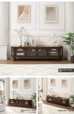 Solid Wood TV Stand with Multi-Layer Board and Glass Doors - Elegant Storage Solution for Living Room Décor halmh-5305