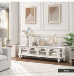 Solid Wood TV Stand with Multi-Layer Board and Glass Doors - Elegant Storage Solution for Living Room Décor halmh-5305