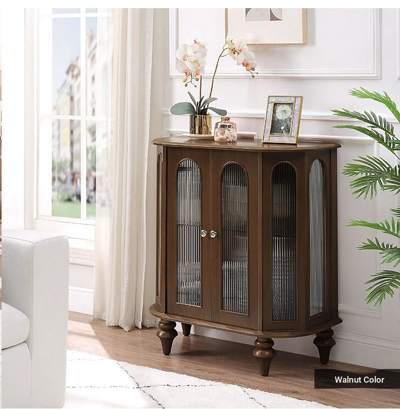 Elegant Solid Wood Entryway Cabinet with Glass Doors – Perfect Storage Solution for Home Decor halmh-5306