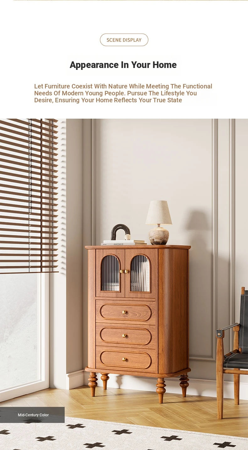 Stylish Solid Wood Entryway Cabinet with Glass Doors and Elegant Design – Perfect Storage Solution for Your Home halmh-5307