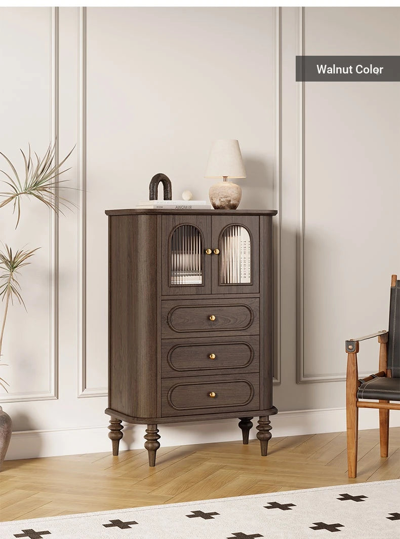Stylish Solid Wood Entryway Cabinet with Glass Doors and Elegant Design – Perfect Storage Solution for Your Home halmh-5307