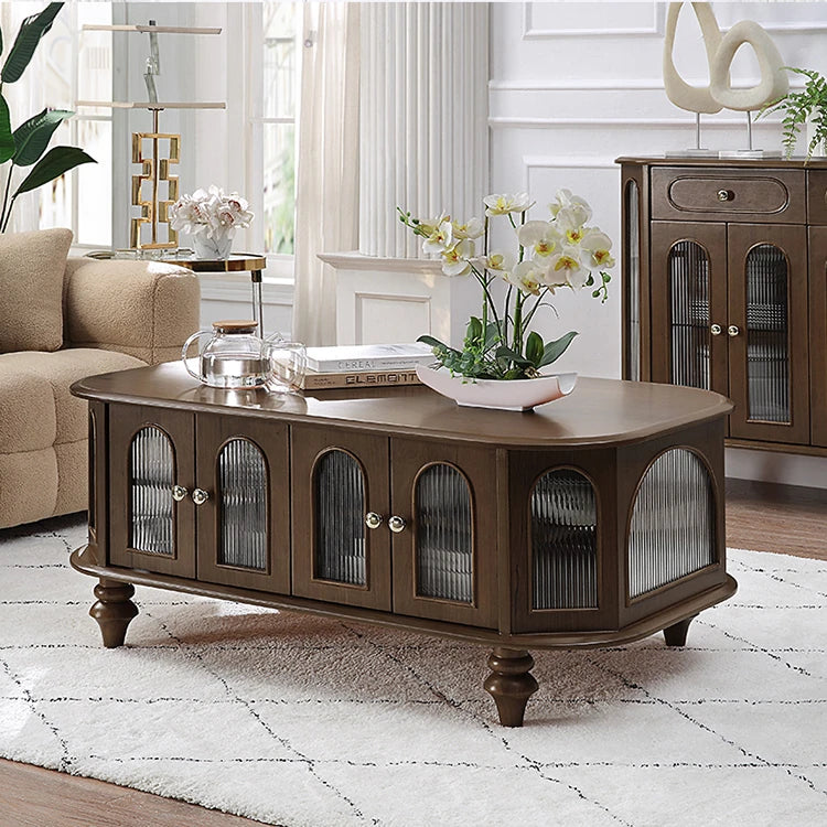 Elegant Solid Wood Coffee Table with Multi-Layer Board and Glass Design – Stylish Living Room Furniture Solution halmh-5308