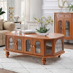 Elegant Solid Wood Coffee Table with Multi-Layer Board and Glass Design – Stylish Living Room Furniture Solution halmh-5308