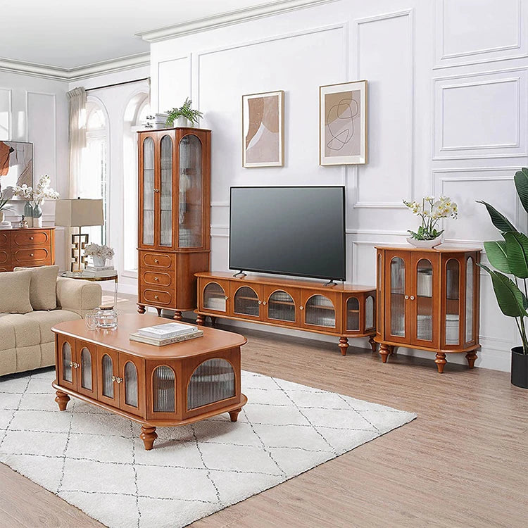 Elegant Solid Wood Coffee Table with Multi-Layer Board and Glass Design – Stylish Living Room Furniture Solution halmh-5308
