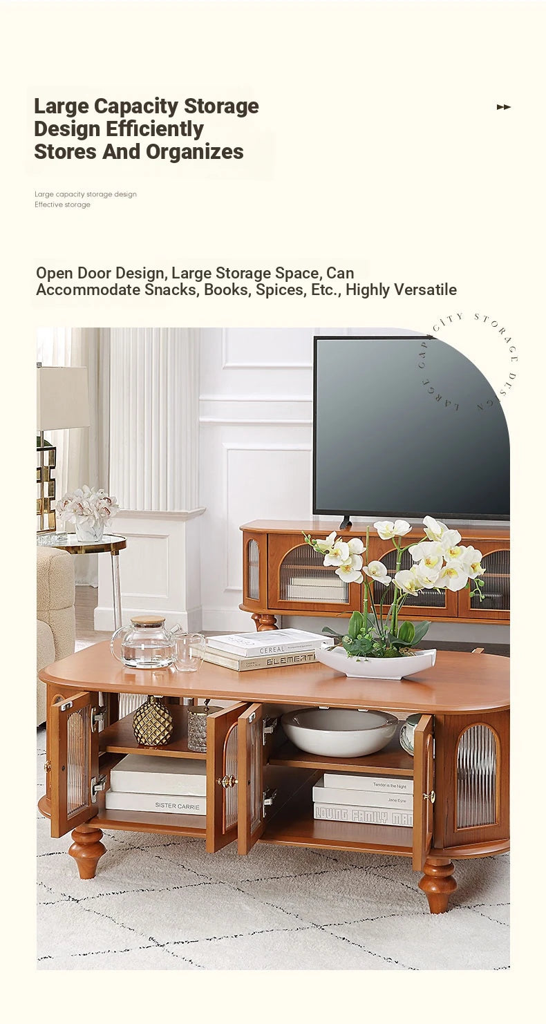 Elegant Solid Wood Coffee Table with Multi-Layer Board and Glass Design – Stylish Living Room Furniture Solution halmh-5308
