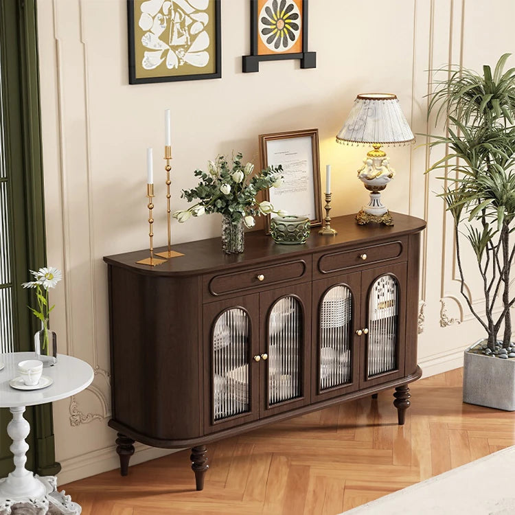 Elegant Solid Wood Sideboard with Glass Doors – Stylish Storage Solution for Modern Homes halmh-5309