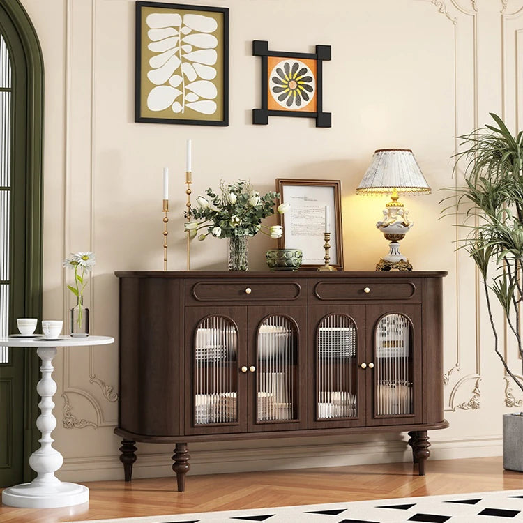 Elegant Solid Wood Sideboard with Glass Doors – Stylish Storage Solution for Modern Homes halmh-5309