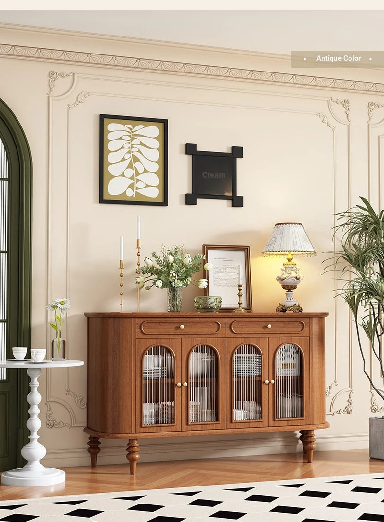 Elegant Solid Wood Sideboard with Glass Doors – Stylish Storage Solution for Modern Homes halmh-5309