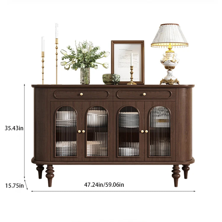 Elegant Solid Wood Sideboard with Glass Doors – Stylish Storage Solution for Modern Homes halmh-5309