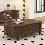 Stylish Black Walnut Wood Coffee Table with Elegant Design and Storage Drawers halmh-5310