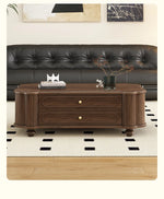 Stylish Black Walnut Wood Coffee Table with Elegant Design and Storage Drawers halmh-5310
