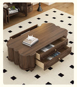Stylish Black Walnut Wood Coffee Table with Elegant Design and Storage Drawers halmh-5310