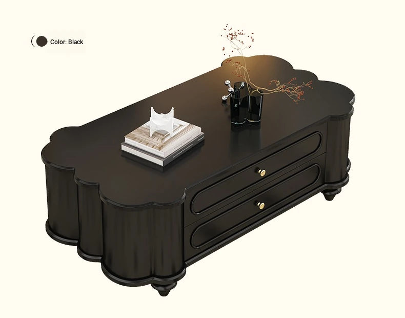 Stylish Black Walnut Wood Coffee Table with Elegant Design and Storage Drawers halmh-5310