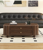 Stylish Black Walnut Wood Coffee Table with Elegant Design and Storage Drawers halmh-5310