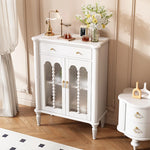 Elegant Solid Wood Cabinet with Glass Doors - Multi-Layer Storage Solution for Home Décor halmh-5311