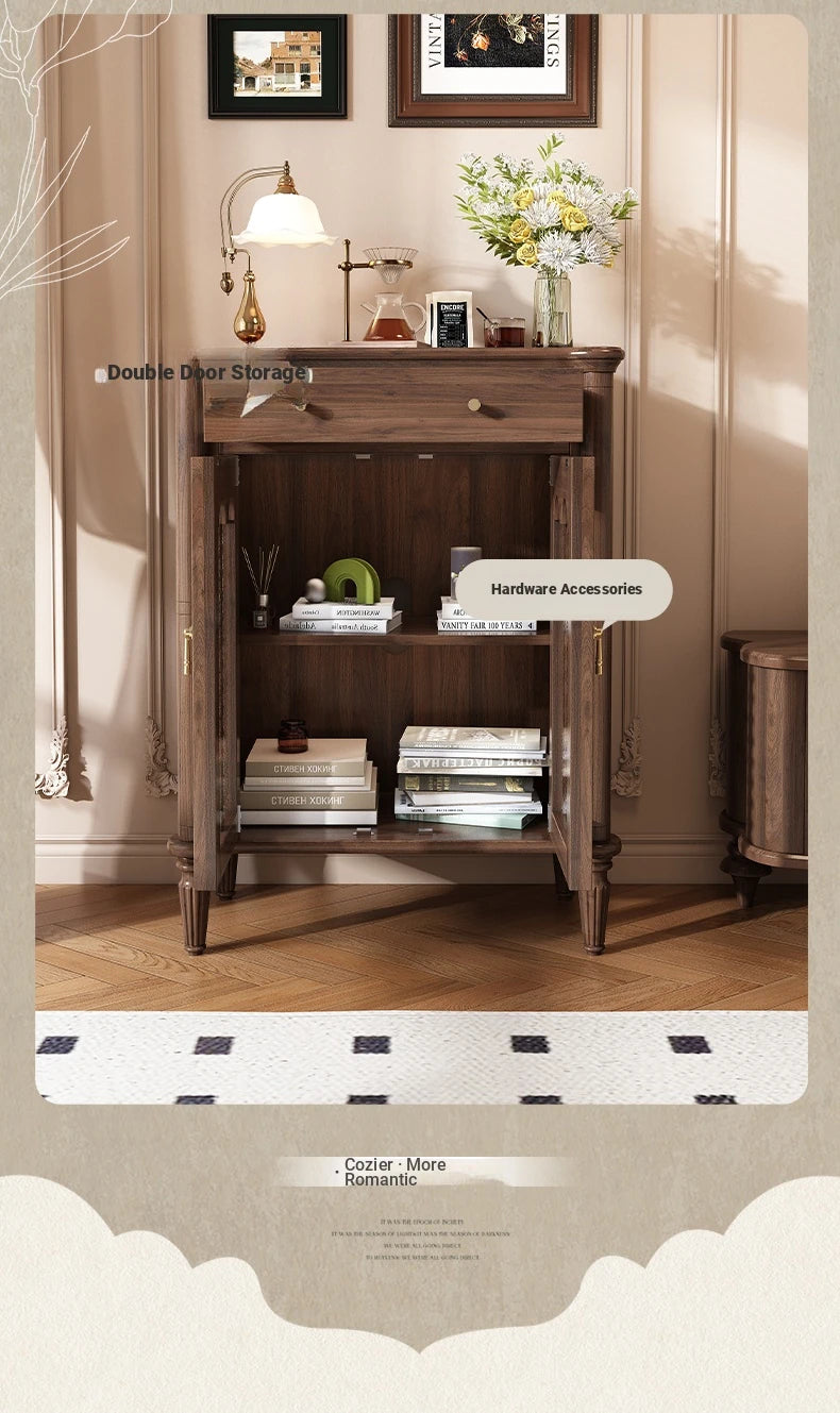 Elegant Solid Wood Cabinet with Glass Doors - Multi-Layer Storage Solution for Home Décor halmh-5311