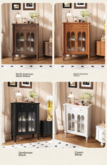 Elegant Solid Wood Cabinet with Glass Doors - Multi-Layer Storage Solution for Home Décor halmh-5311