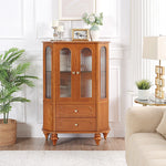Elegant Solid Wood Cabinet with Glass Doors and Multi-Layer Design - Perfect Storage Solution for Living Room halmh-5312