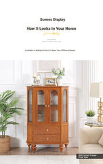 Elegant Solid Wood Cabinet with Glass Doors and Multi-Layer Design - Perfect Storage Solution for Living Room halmh-5312