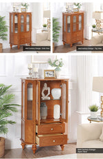 Elegant Solid Wood Cabinet with Glass Doors and Multi-Layer Design - Perfect Storage Solution for Living Room halmh-5312