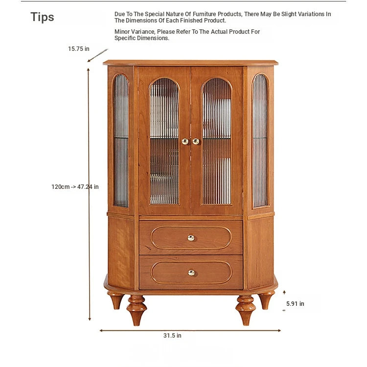 Elegant Solid Wood Cabinet with Glass Doors and Multi-Layer Design - Perfect Storage Solution for Living Room halmh-5312