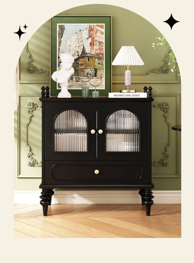 Elegant Solid Wood Sideboard with Multi-layer Glass Design - Perfect for Stylish Storage Solutions halmh-5313