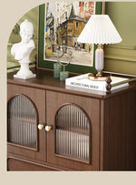Elegant Solid Wood Sideboard with Multi-layer Glass Design - Perfect for Stylish Storage Solutions halmh-5313