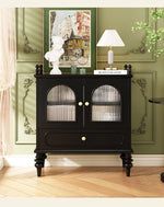 Elegant Solid Wood Sideboard with Multi-layer Glass Design - Perfect for Stylish Storage Solutions halmh-5313