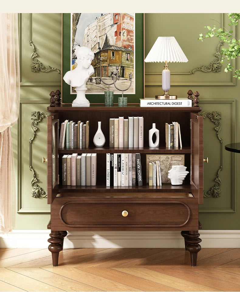 Elegant Solid Wood Sideboard with Multi-layer Glass Design - Perfect for Stylish Storage Solutions halmh-5313