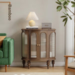 Elegant Solid Wood Entryway Cabinet with Glass Doors - Versatile Storage Solution for Home Décor halmh-5314