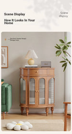 Elegant Solid Wood Entryway Cabinet with Glass Doors - Versatile Storage Solution for Home Décor halmh-5314