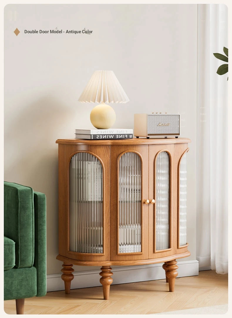 Elegant Solid Wood Entryway Cabinet with Glass Doors - Versatile Storage Solution for Home Décor halmh-5314