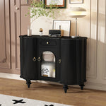 Elegant Solid Wood Sideboard with Glass Doors - Stylish Storage Solution for Home Decor halmh-5315