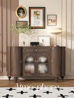 Elegant Solid Wood Sideboard with Glass Doors - Stylish Storage Solution for Home Decor halmh-5315