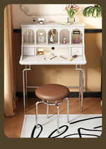 Elegant Solid Wood Makeup Vanity with Stainless Steel Legs – Chic Dressing Table for a Stylish Bedroom Setup halmh-5316