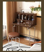 Elegant Solid Wood Makeup Vanity with Stainless Steel Legs – Chic Dressing Table for a Stylish Bedroom Setup halmh-5316
