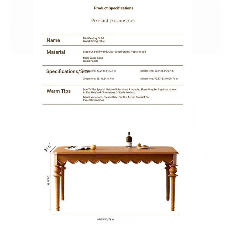 Elegant Solid Wood Dining Table with Multi-Layer Board - Perfect for Modern Home Decor halmh-5318