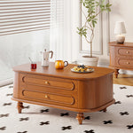 Elegant Solid Wood Coffee Table with Multi-Layer Design and Storage Drawers - Perfect for Living Room Decor halmh-5320