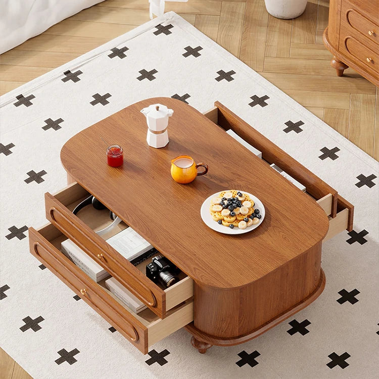 Elegant Solid Wood Coffee Table with Multi-Layer Design and Storage Drawers - Perfect for Living Room Decor halmh-5320