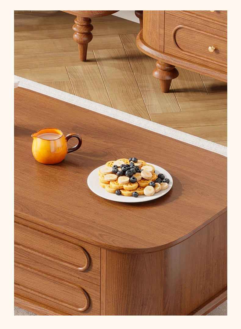 Elegant Solid Wood Coffee Table with Multi-Layer Design and Storage Drawers - Perfect for Living Room Decor halmh-5320